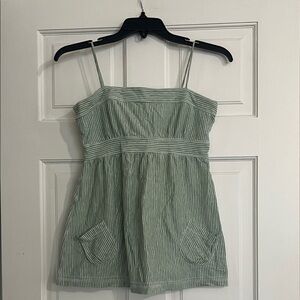 Gorgeous Abercrombie green and white striped babydoll top